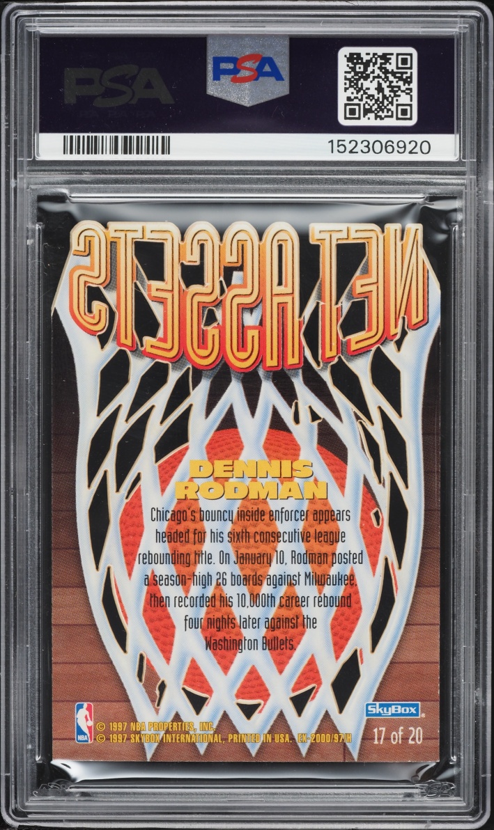 1996 Skybox E-X2000 Net Assets Die-Cut Dennis Rodman #17 PSA 6 EXMT