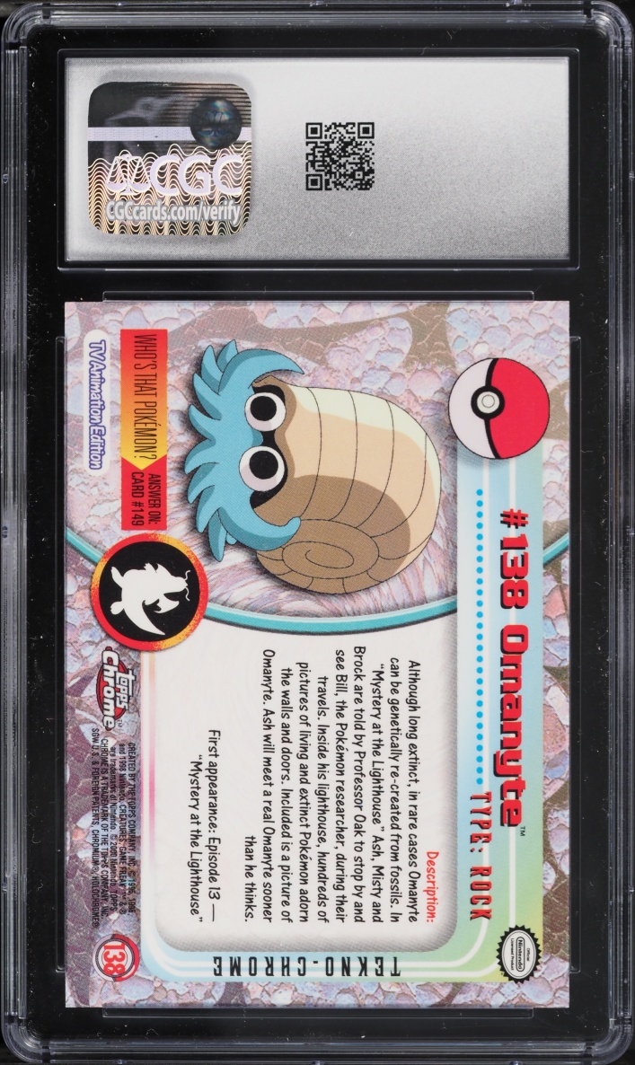 2000 Topps Chrome Pokemon Series 2 Tekno-Chrome Omanyte #138 CGC 9 MINT