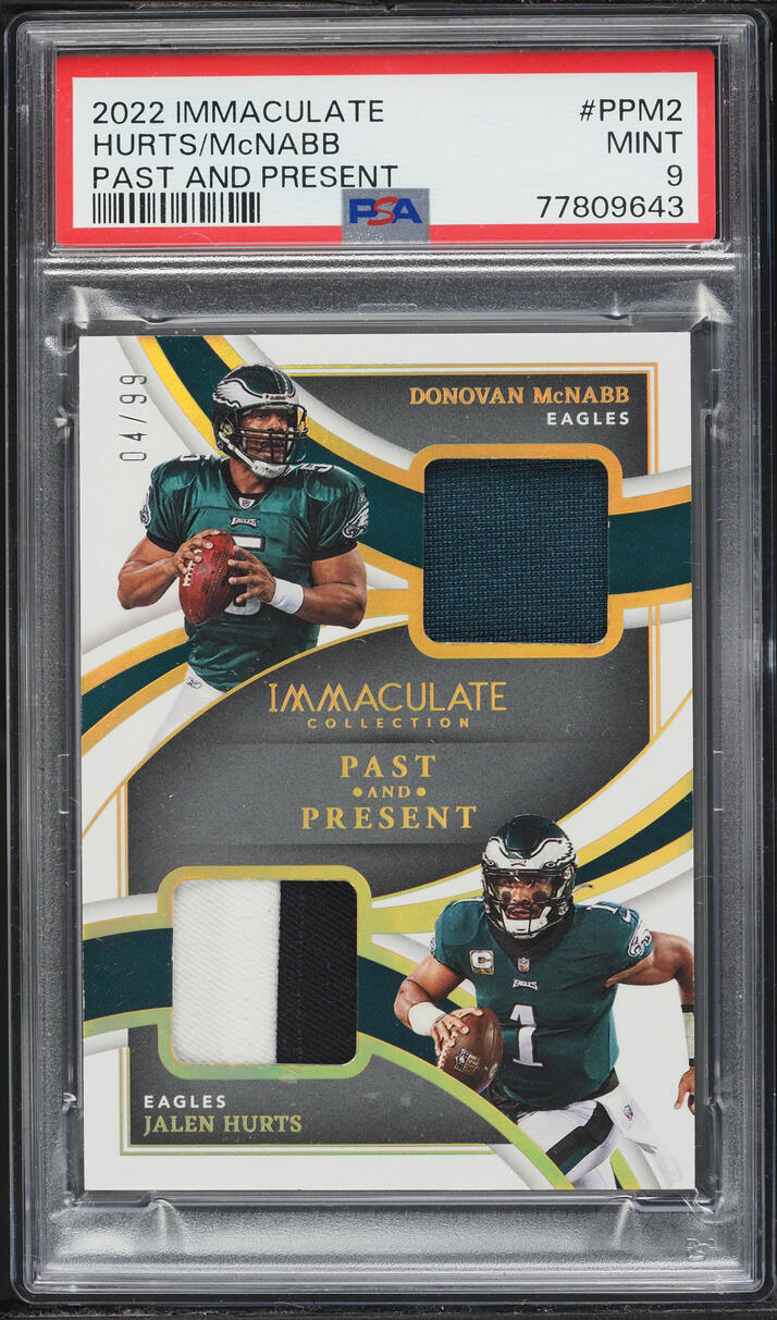 2022 Immaculate Collection Past And Present Jalen Hurts Donovan McNabb PATCH /99 #PPM2 PSA 9