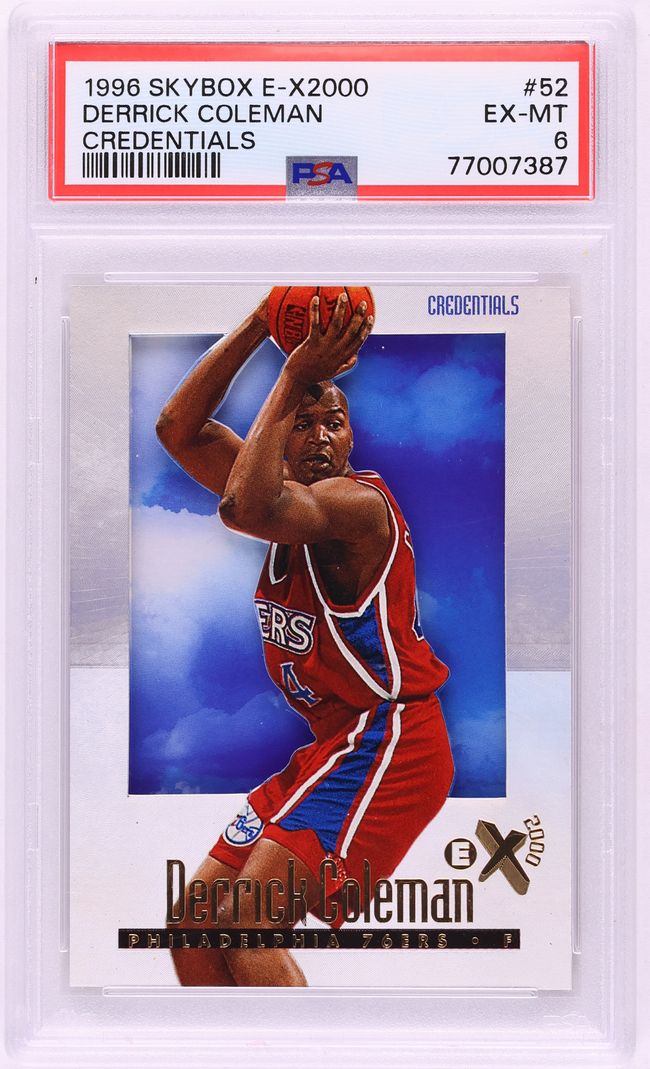 1996 Skybox E-X 2000 Credentials Derrick Coleman /499 #52 PSA 6 EXMT