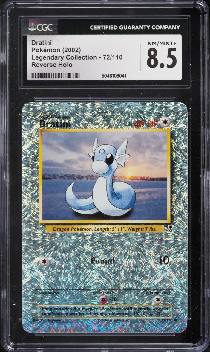 2002 Pokemon Legendary Collection Reverse Holo Dratini #72 CGC 8.5 NM-MT+