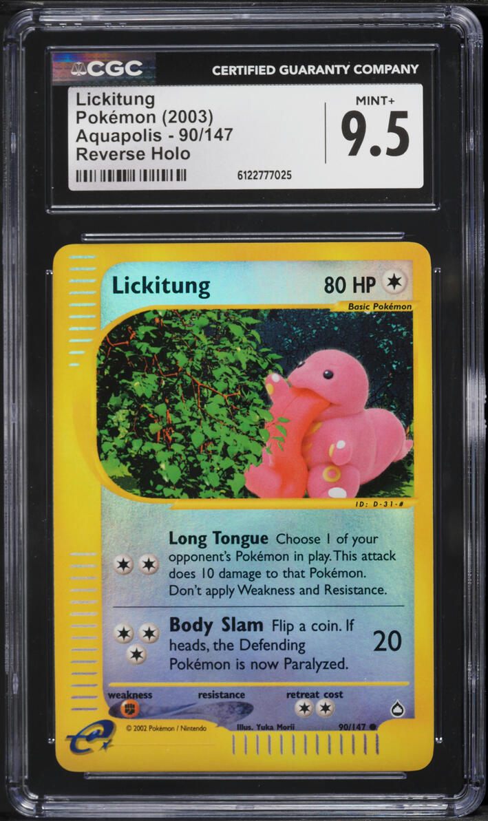 2003 Pokemon Aquapolis Reverse Holo Lickitung #90 CGC 9.5 MINT+