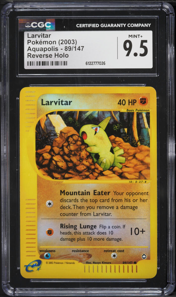 2003 Pokemon Aquapolis Reverse Holo Larvitar #89 CGC 9.5 MINT+