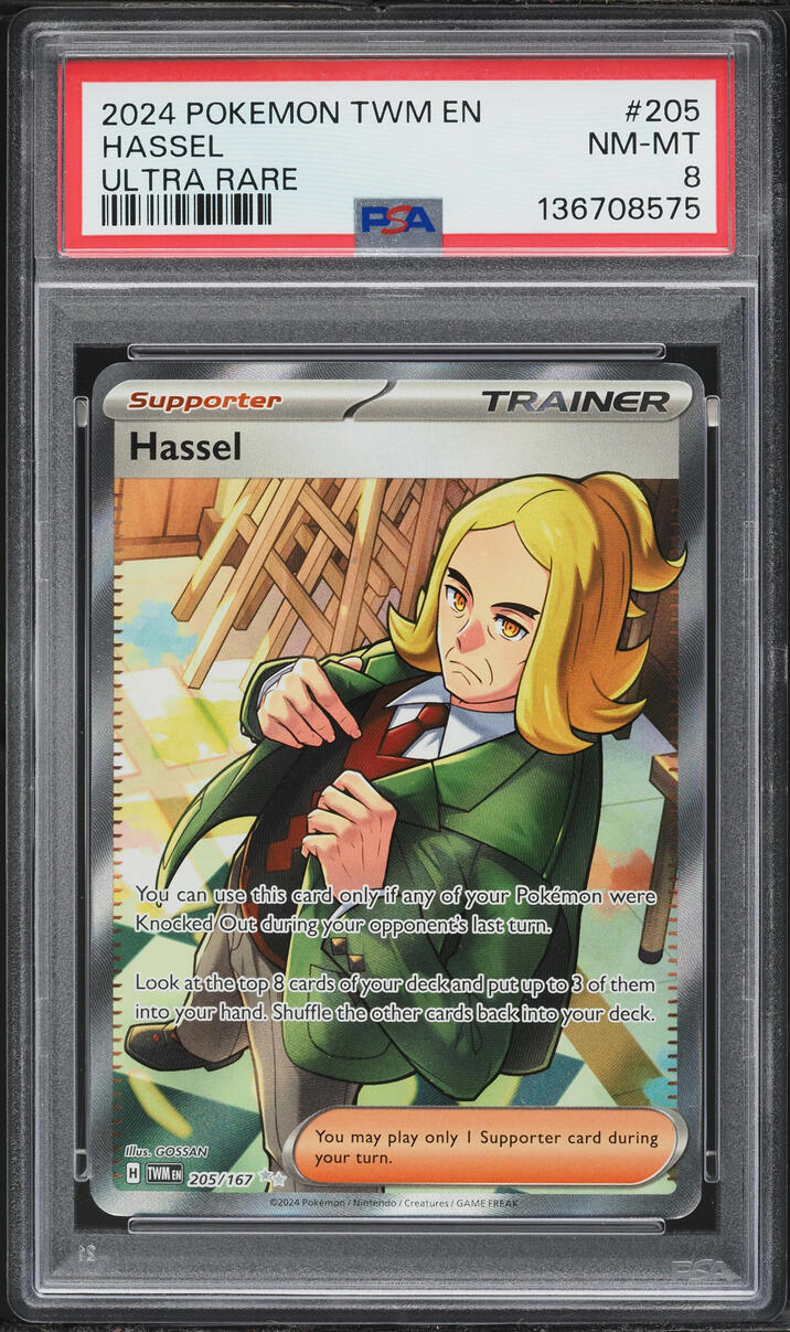 2024 Pokemon Scarlet & Violet Twilight Masquerade Full Art Hassel #205 PSA 8 NM-MT