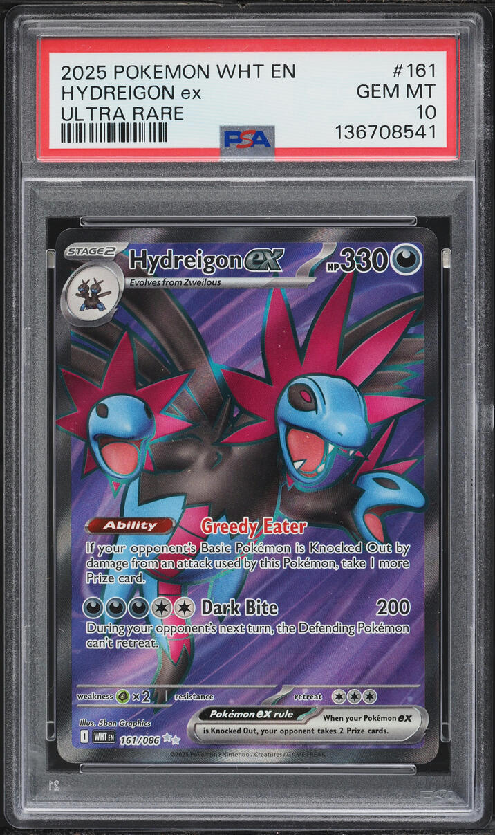 2025 Pokemon Scarlet & Violet White Flare Full Art Hydreigon ex #161 PSA 10 GEM MINT