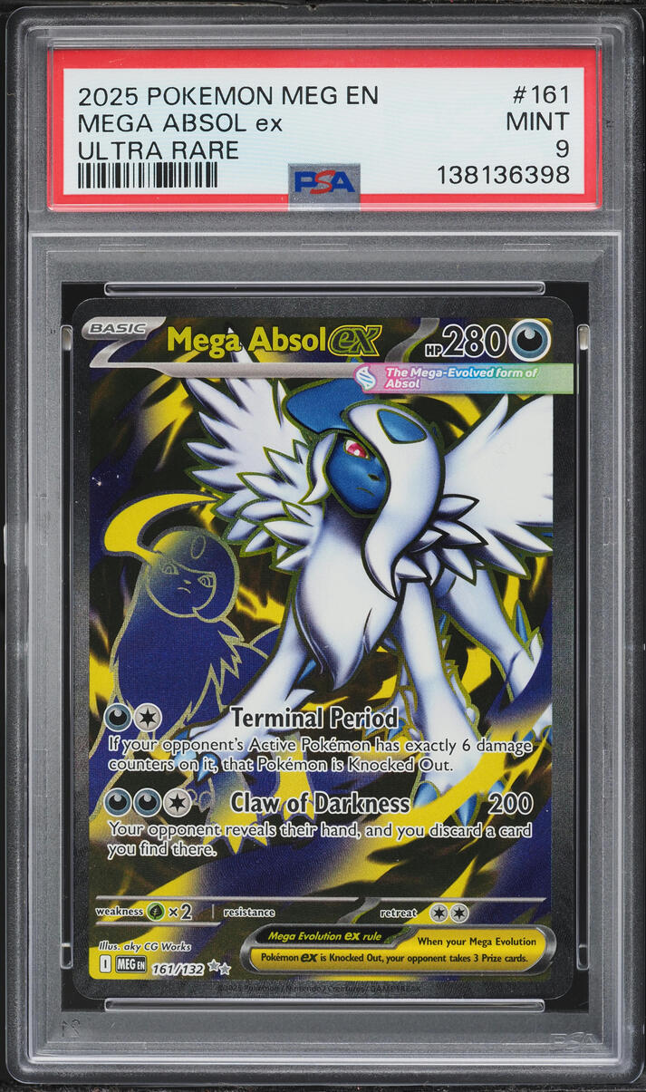 2025 Pokemon Mega Evolution Full Art Mega Absol ex #161 PSA 9 MINT