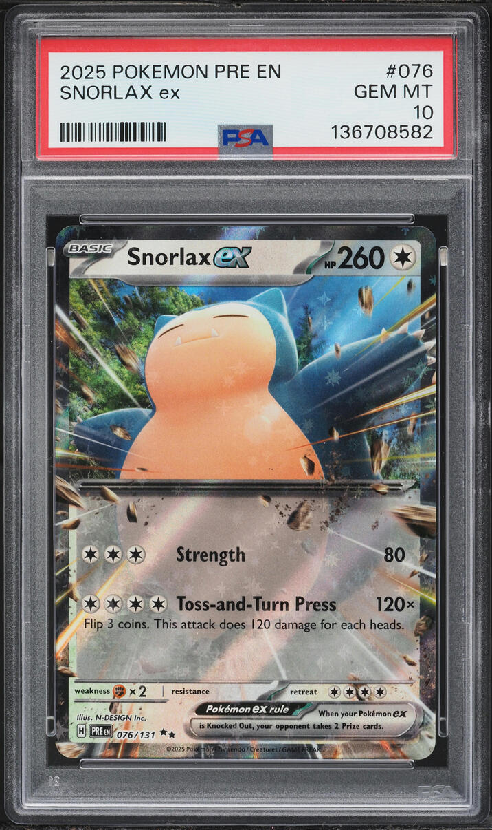 2025 Pokemon Scarlet & Violet Prismatic Evolutions Holo Snorlax ex #76 PSA 10 GEM MINT