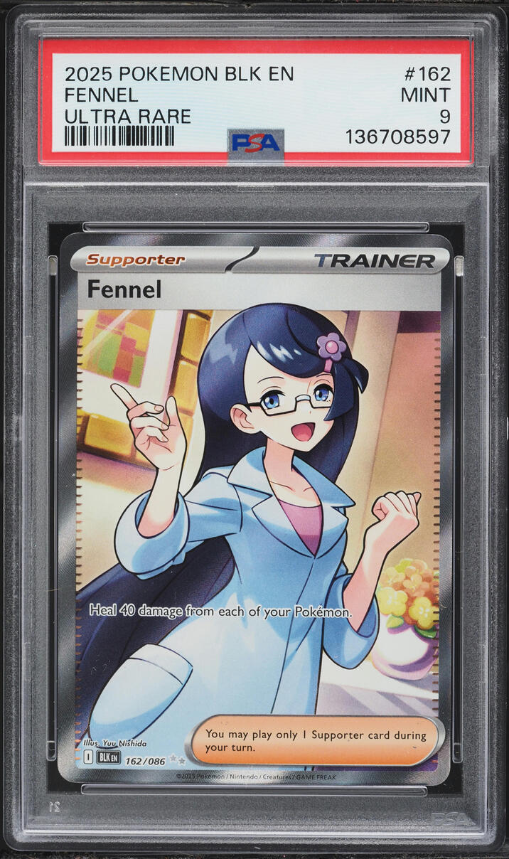 2025 Pokemon Scarlet & Violet Black Bolt Full Art Fennel #162 PSA 9 MINT