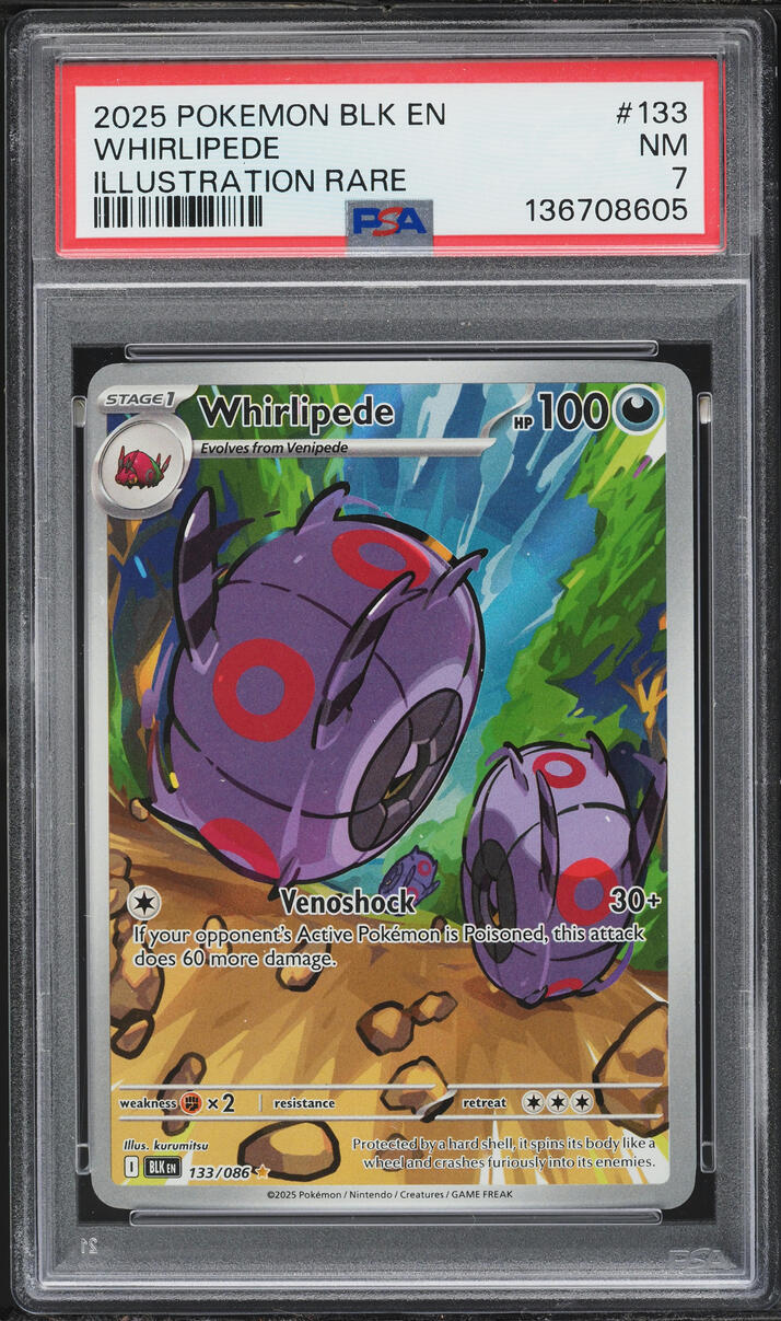 2025 Pokemon Scarlet & Violet Black Bolt IR Whirlipede #133 PSA 7 NRMT