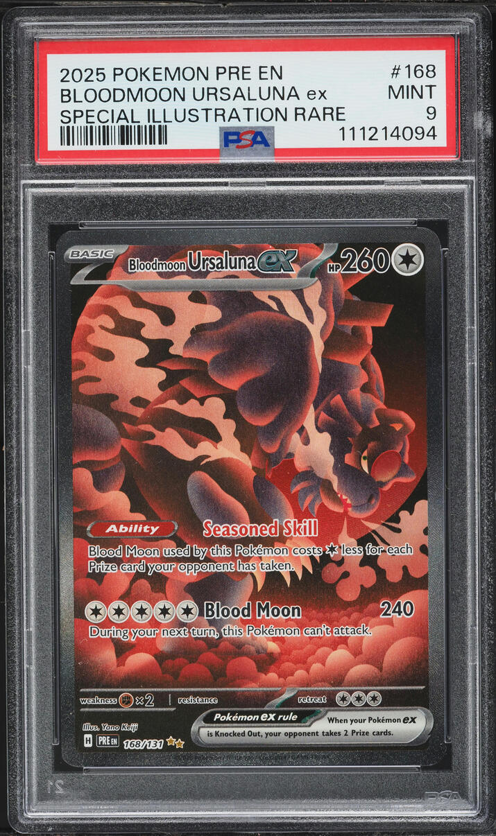 2025 Pokemon Scarlet & Violet Prismatic Evolutions SIR Bloodmoon Ursaluna Ex #168 PSA 9 MINT