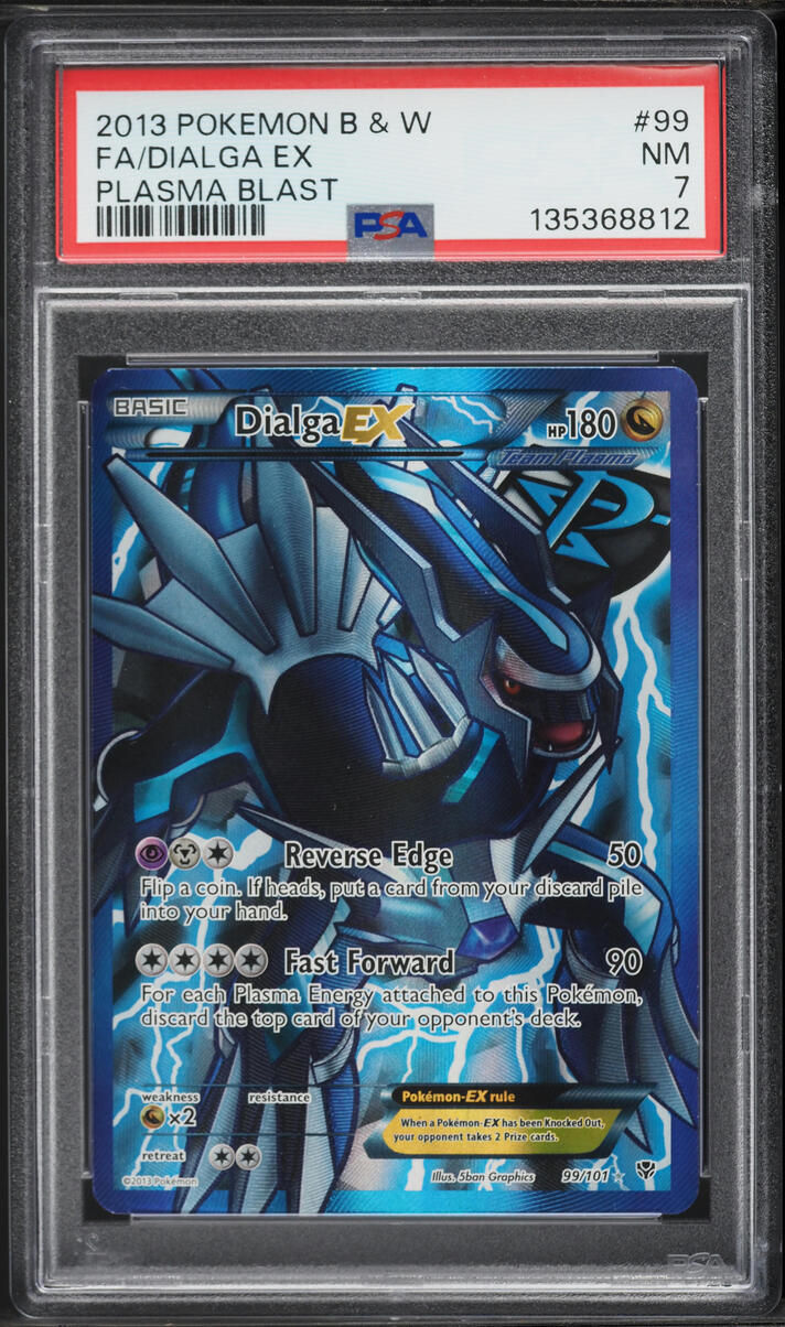 2013 Pokemon Black & White Plasma Blast Full Art Dialga EX #99 PSA 7 NRMT
