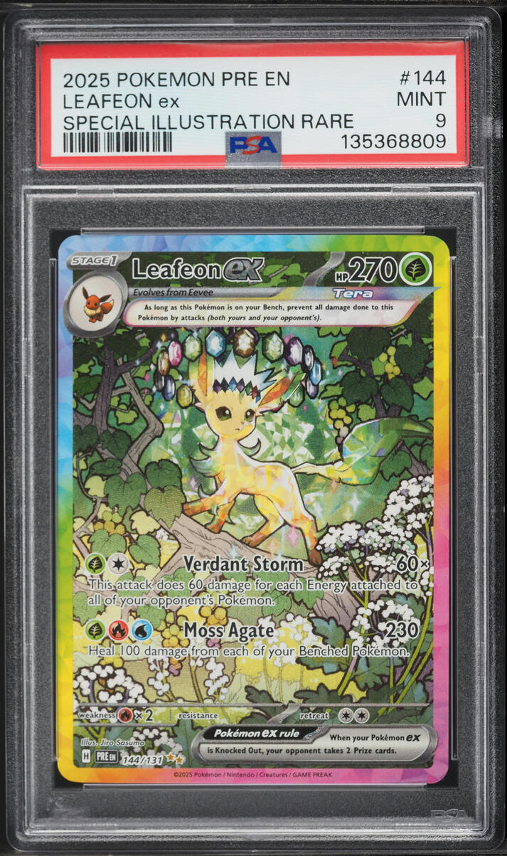 2025 Pokemon Scarlet & Violet Prismatic Evolutions SIR Leafeon ex #144 PSA 9 MINT