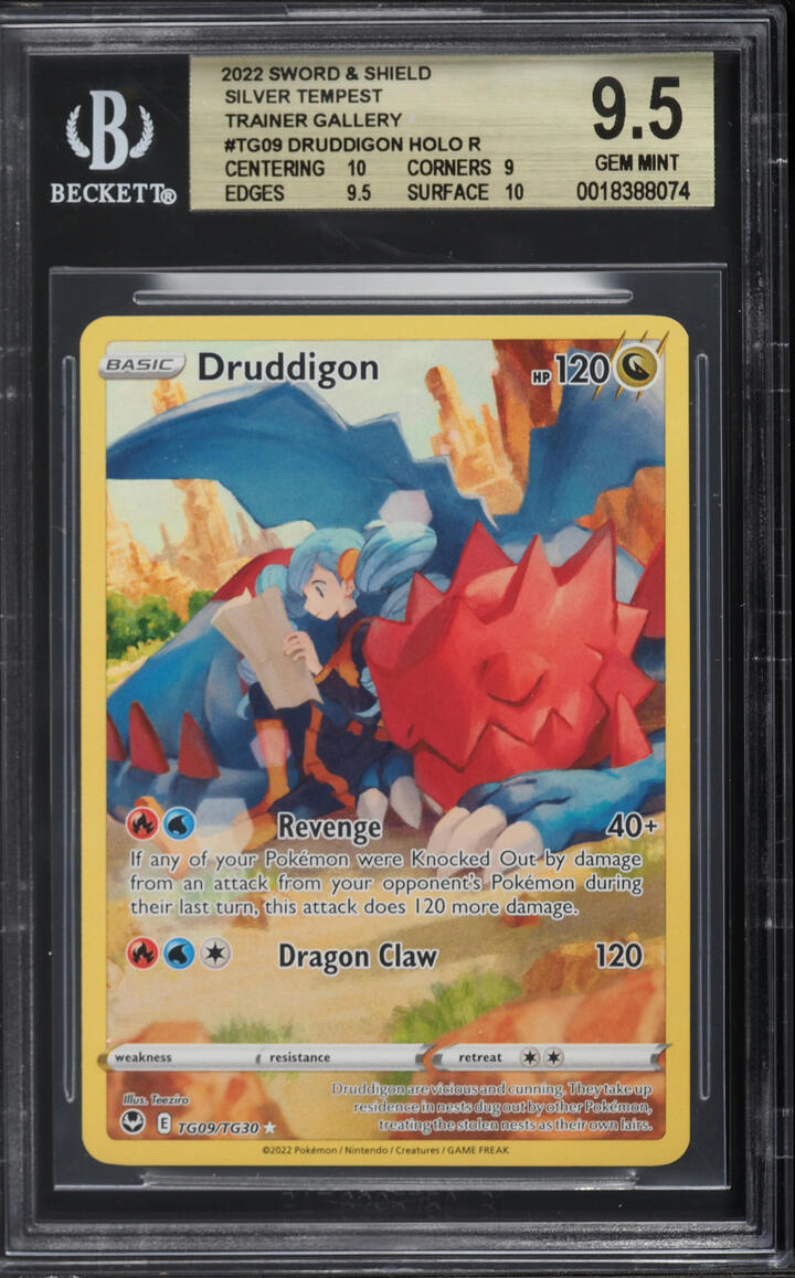 2022 Pokemon Sword & Shield Silver Tempest CHR Druddigon #TG09 BGS 9.5 GEM MINT