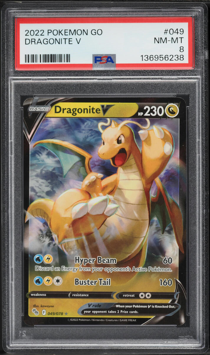 2022 Pokemon Sword & Shield Pokemon GO Dragonite V #49 PSA 8 NM-MT