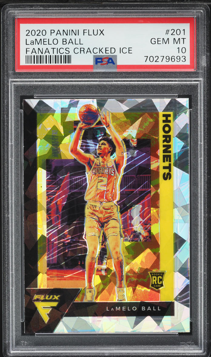 2020 Panini Flux Fanatics Cracked Ice LaMelo Ball ROOKIE #201 PSA 10 GEM MINT