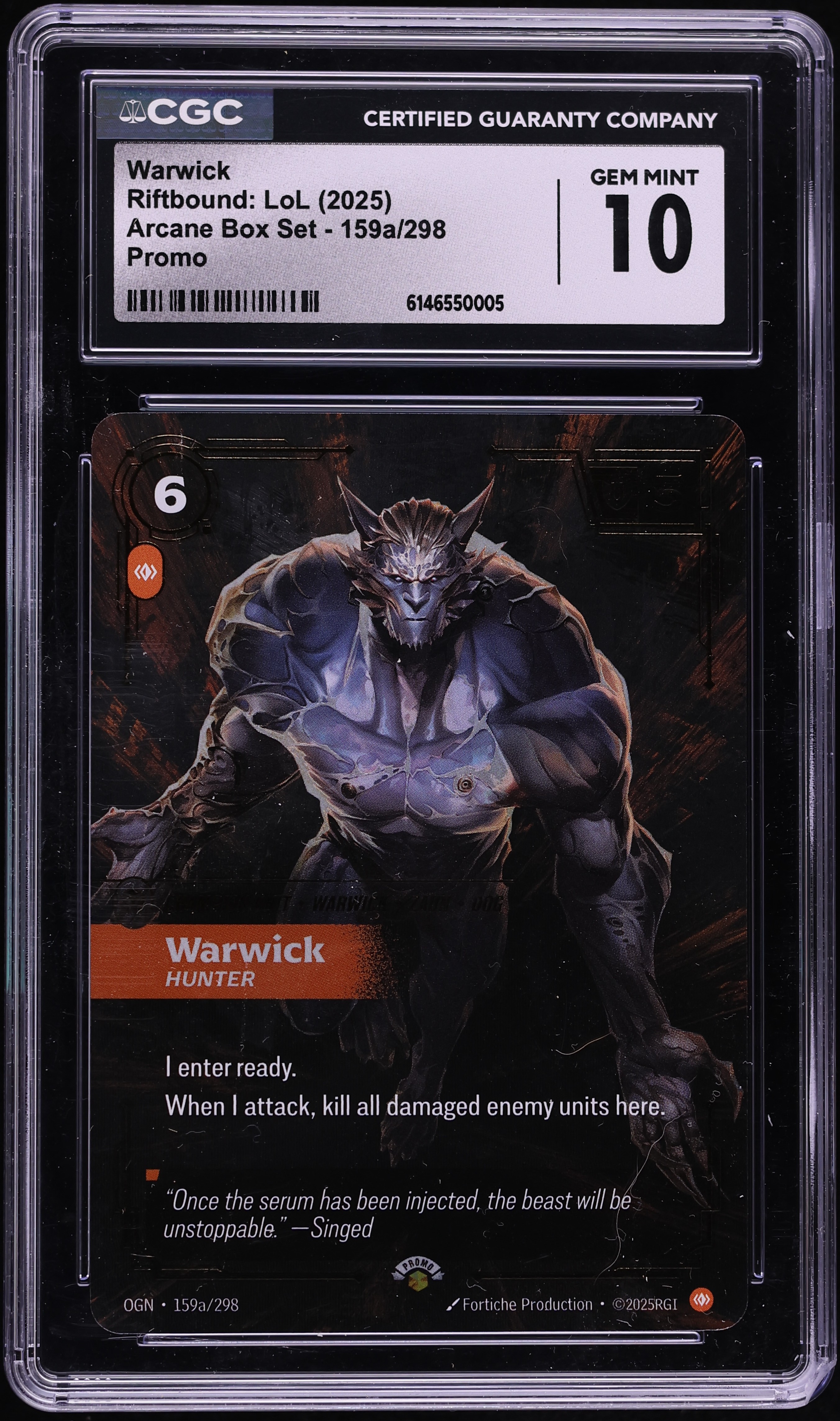 2025 Riftbound League Of Legends LoL Promo Arcane Box Set Warwick #159a CGC 10 GEM MINT
