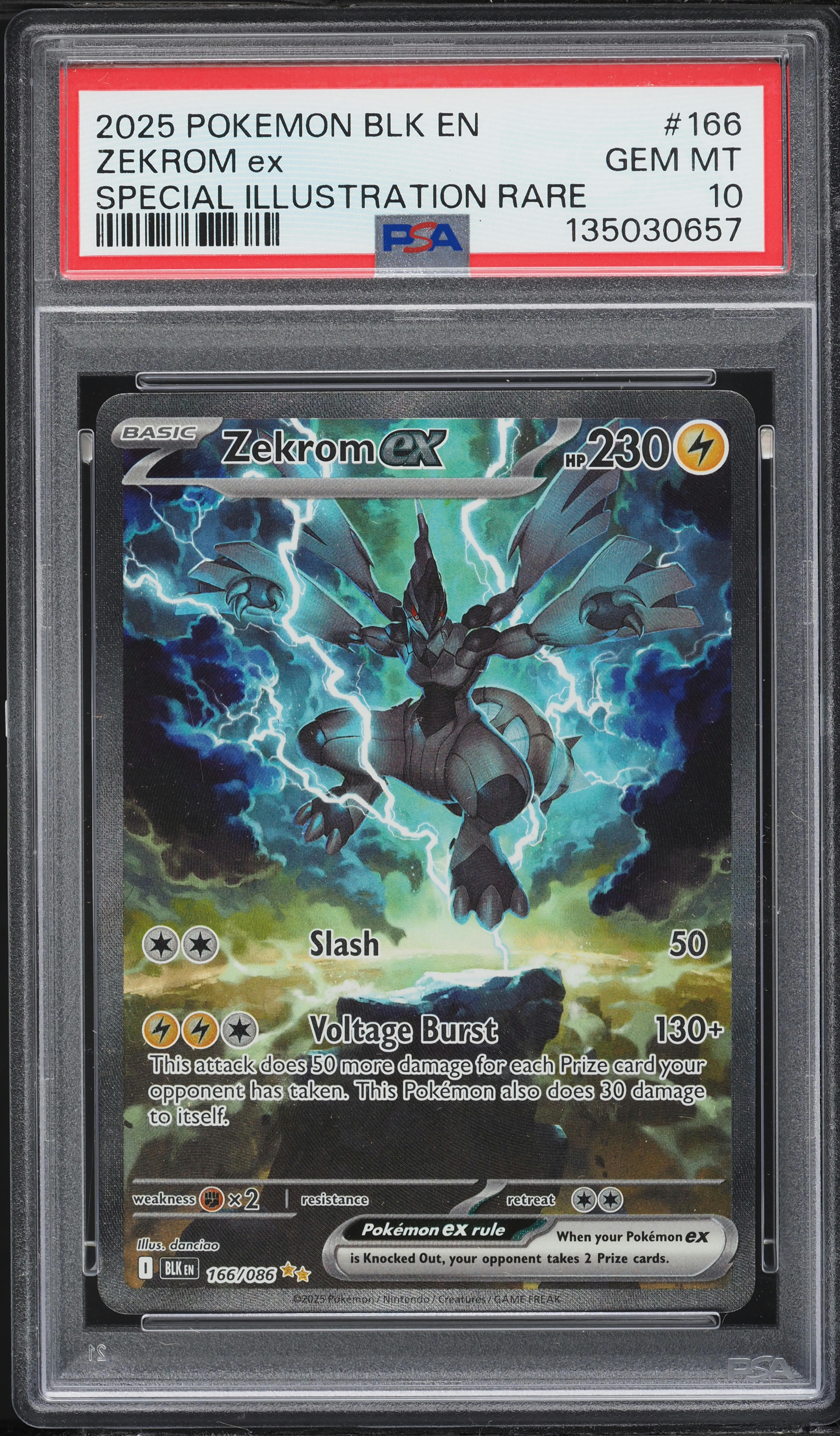 2025 Pokemon Scarlet & Violet Black Bolt SIR Zekrom EX #166 PSA 10 GEM MINT