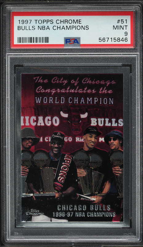 1997-98 Topps Chrome #51 Chicago Bulls 1996-97 NBA Champions
