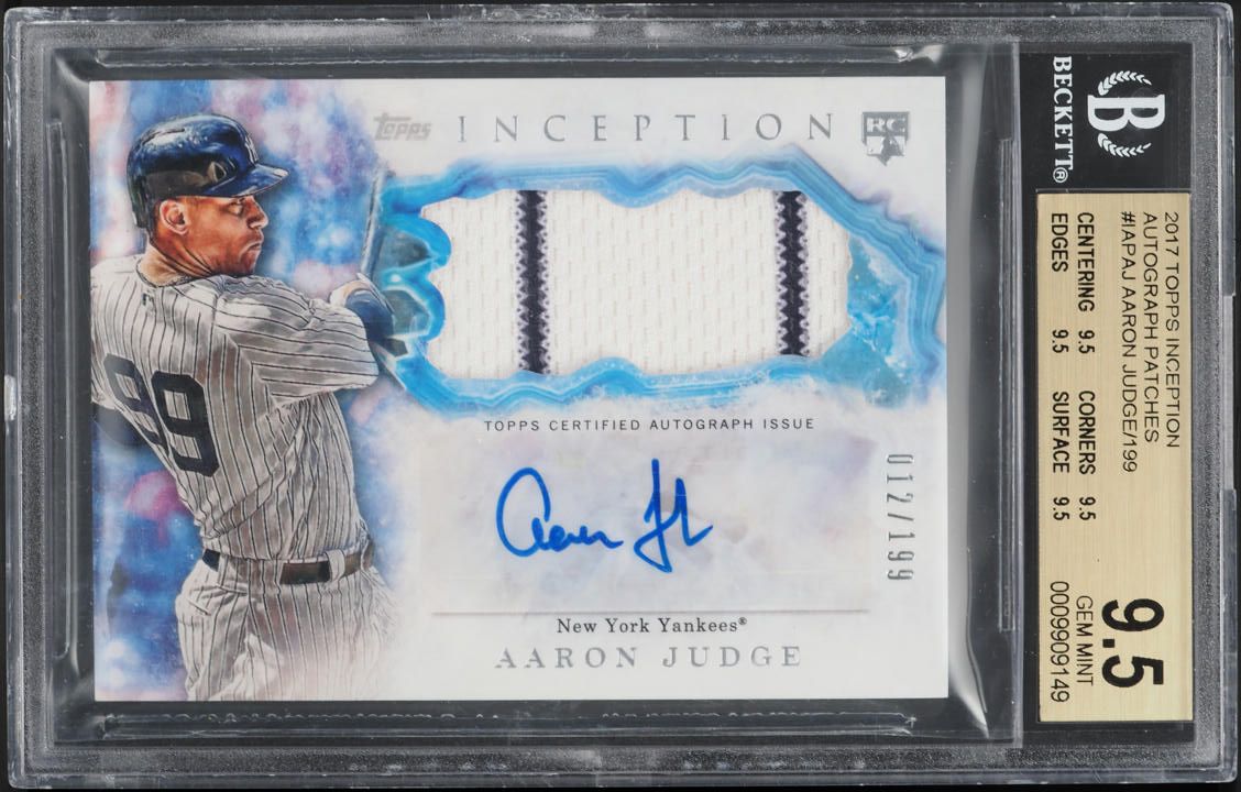 2017 Topps Inception Aaron Judge ROOKIE PATCH AUTO /199 #IAP-AJ BGS 9.5 GEM MINT