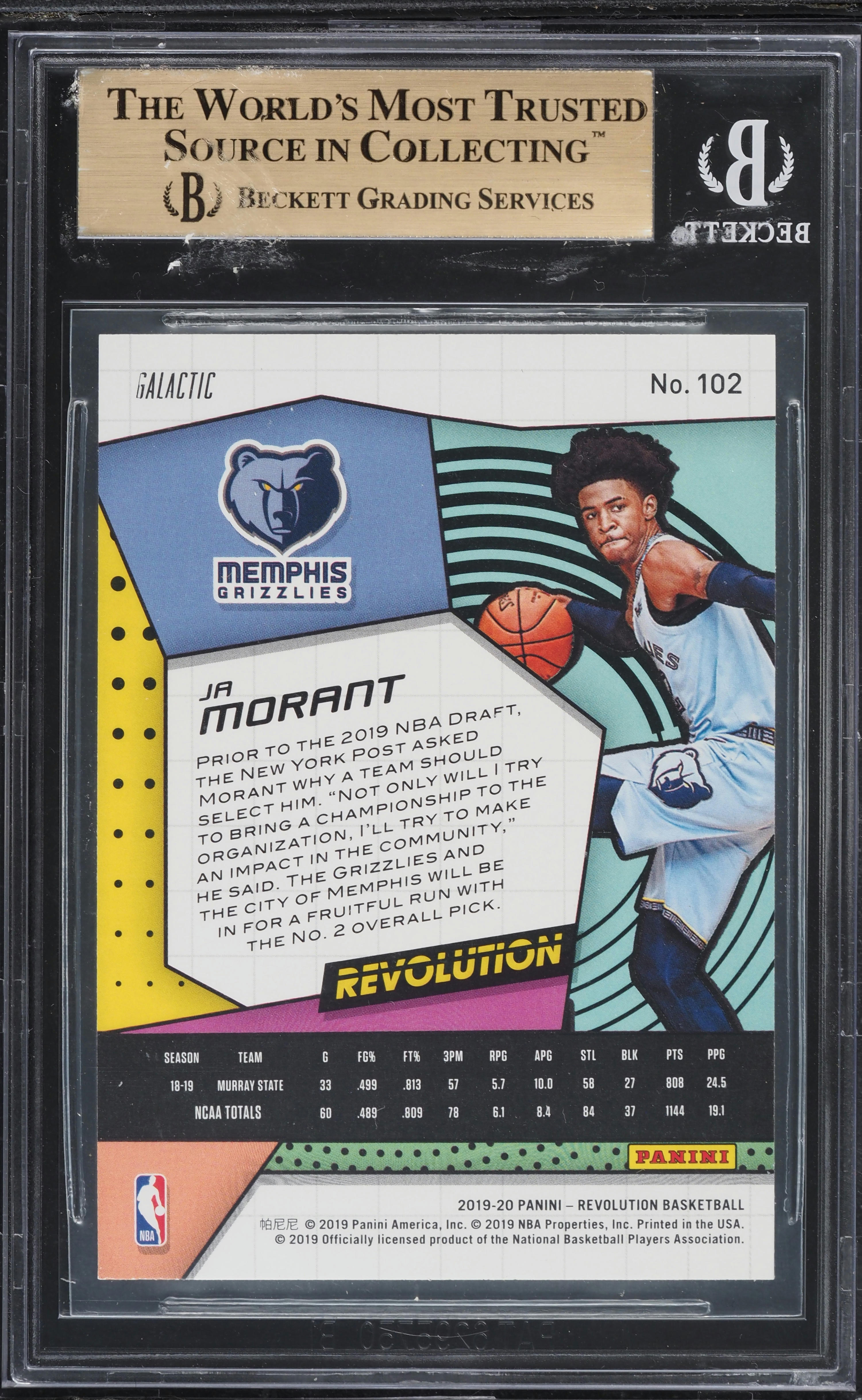 2019 Panini Revolution Galactic Ja Morant ROOKIE #102 BGS
