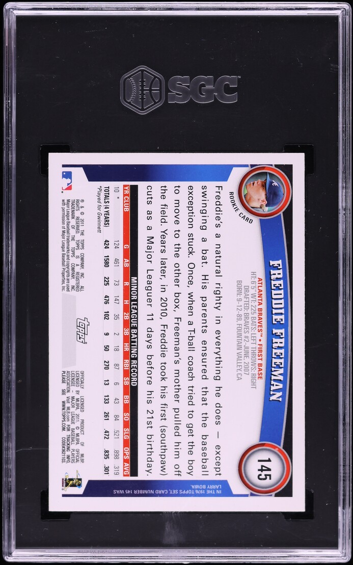 2011 Topps Diamond Anniversary Cognac Freddie Freeman ROOKIE #145 SGC 9 MINT