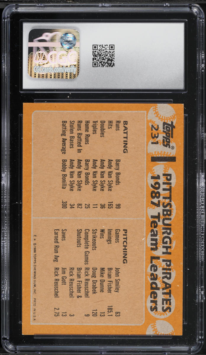 1988 Topps Barry Bonds Bobby Bonilla Pirates Team LEADERS #231 CGC 9 MINT