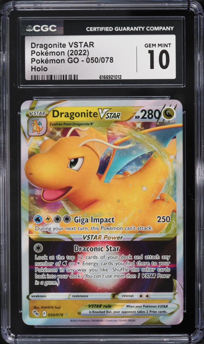 2022 Pokemon Sword & Shield Pokemon GO Holo Dragonite VSTAR #50 CGC 10 GEM MINT
