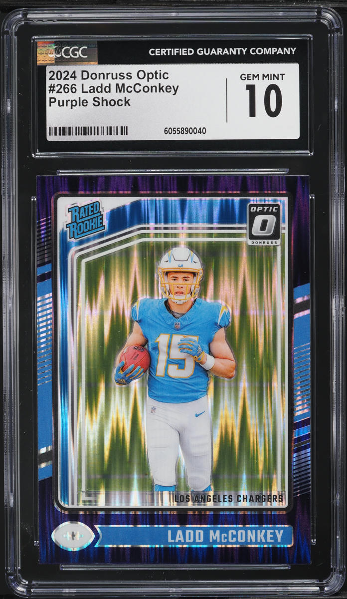 2024 Donruss Optic Purple Shock Ladd McConkey ROOKIE #266 CGC 10 GEM MINT