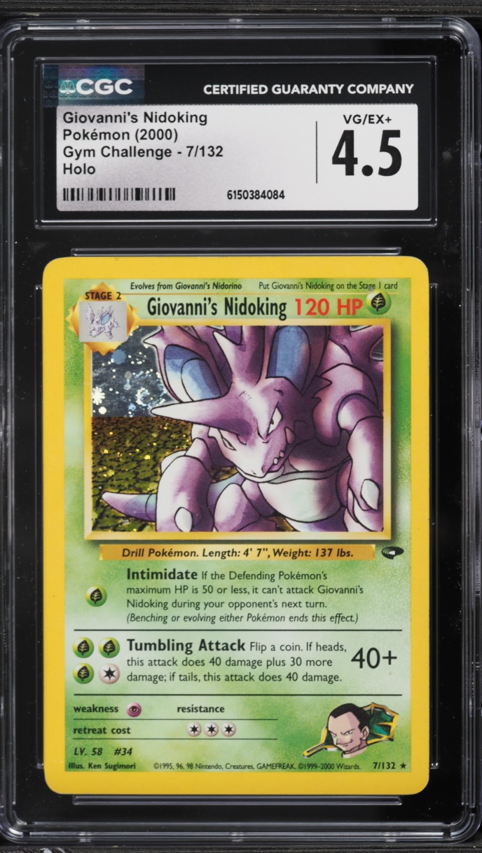 2000 Pokemon Gym Challenge Holo Giovanni's Nidoking #7 CGC 4.5 VGEX+