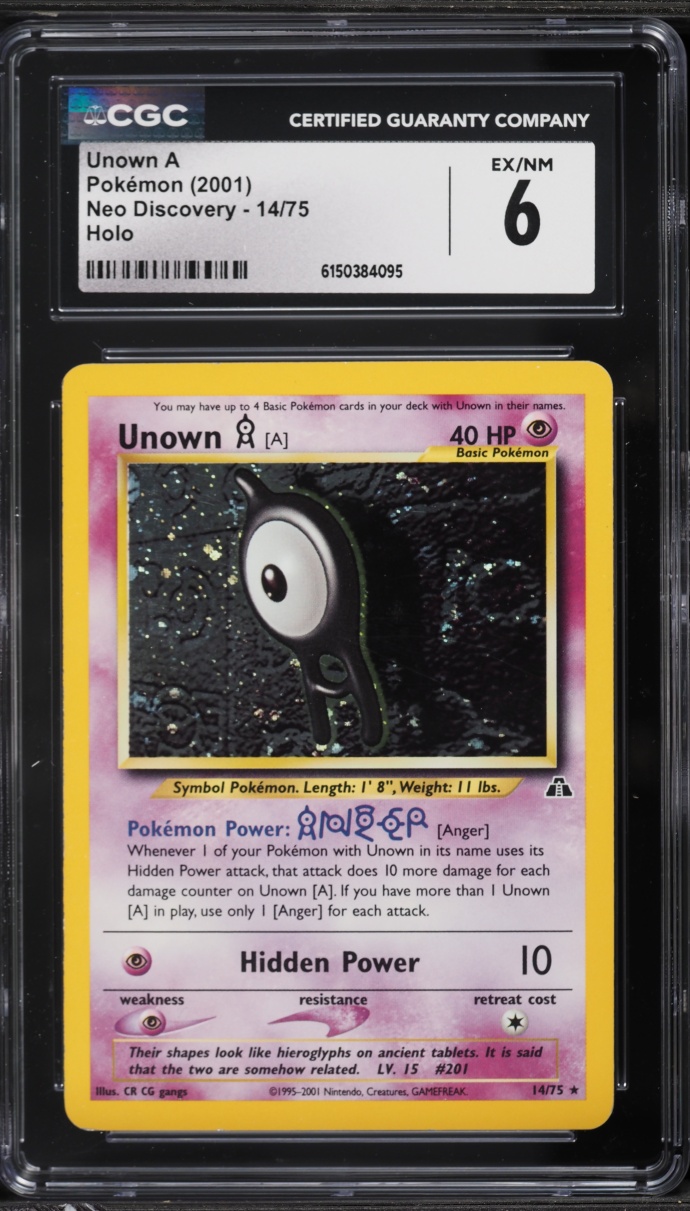 2001 Pokemon Neo Discovery Holo Unown A #14 CGC 6 EXMT