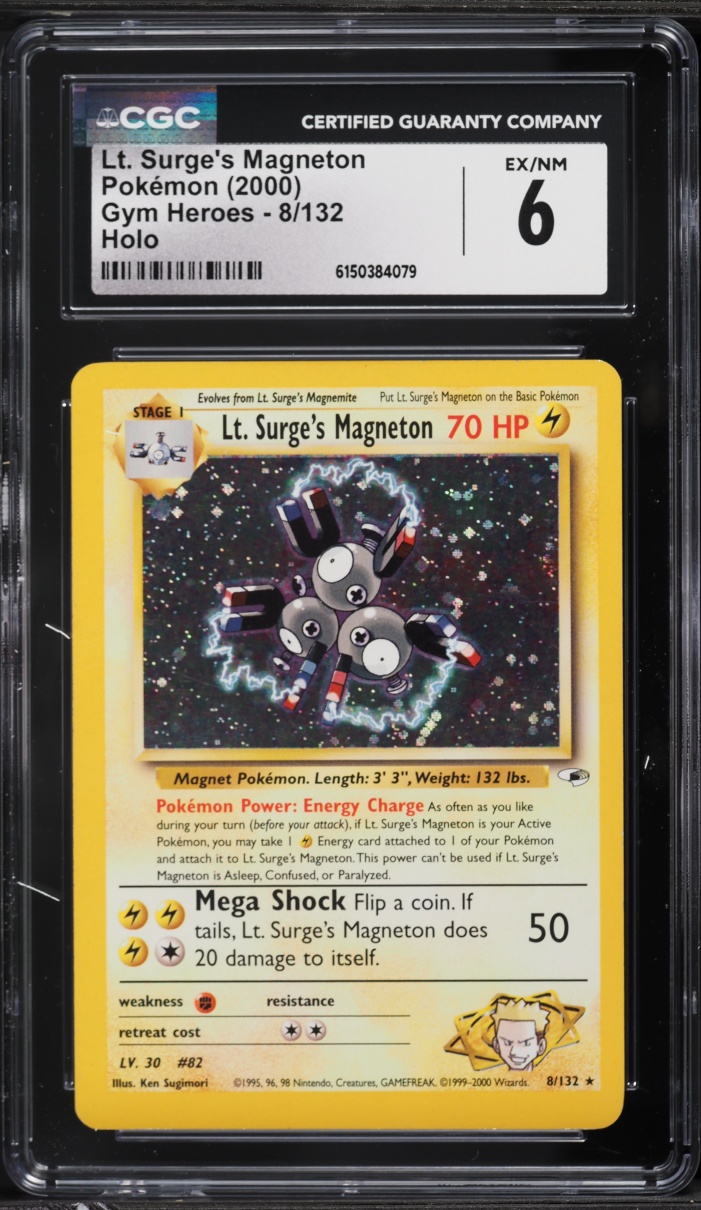 2000 Pokemon Gym Heroes Holo Lt. Surge's Magneton #8 CGC 6 EXMT