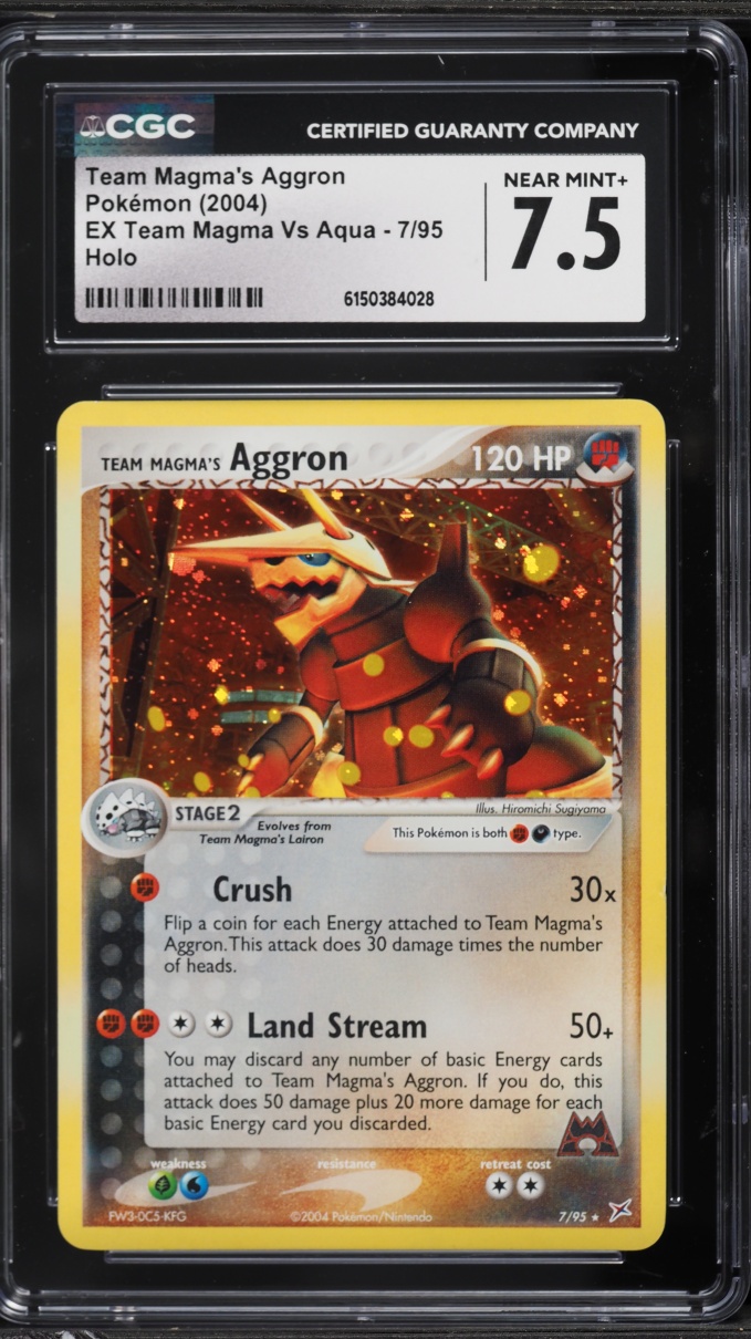 2004 Pokemon EX Team Magma VS Aqua Holo Team Magma's Aggron #7 CGC 7.5 NRMT+