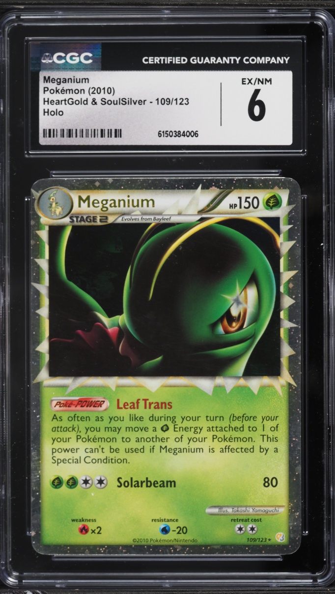 2010 Pokemon HeartGold & SoulSilver Holo Meganium #109 CGC 6 EXMT