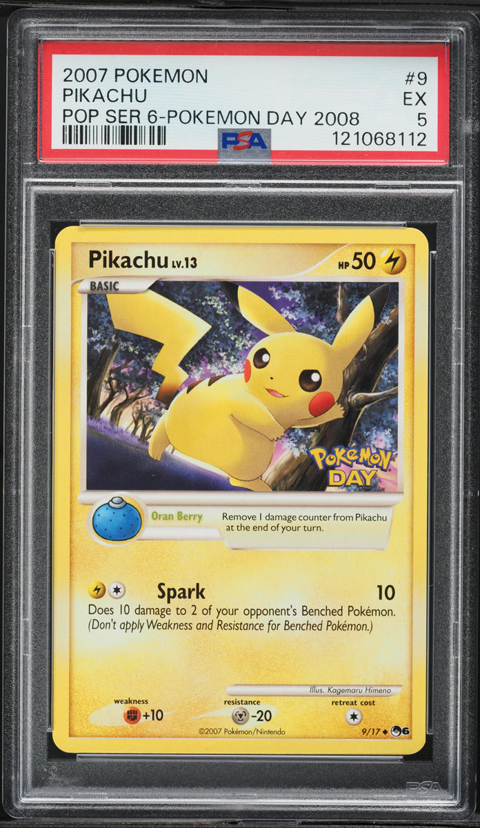 2007 Pokemon POP Series 6 Pokemon Day '08 Pikachu #9 PSA 5 EX