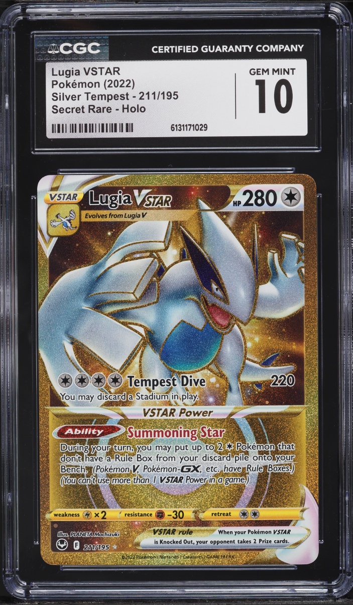 2022 Pokemon Sword & Shield Silver Tempest Gold Rare Lugia VSTAR #211 CGC 10 GEM MINT