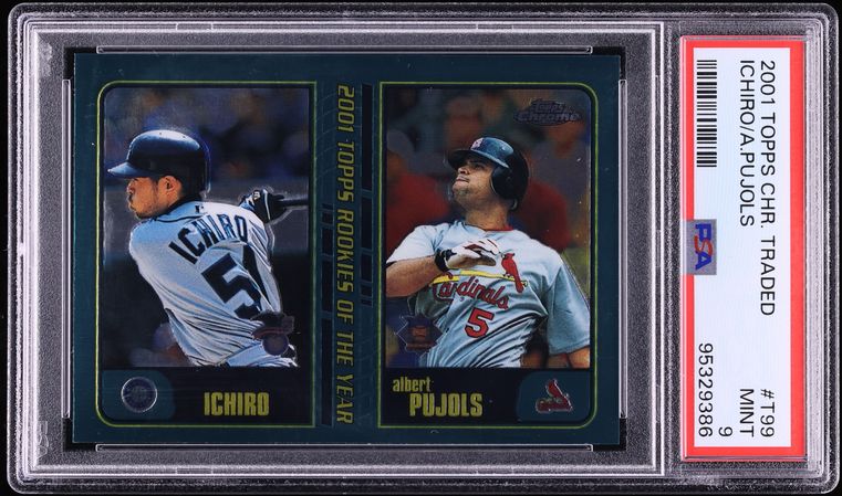 2001 Topps Chrome Traded Ichiro & Albert Pujols ROOKIE #T99 PSA 9 MINT