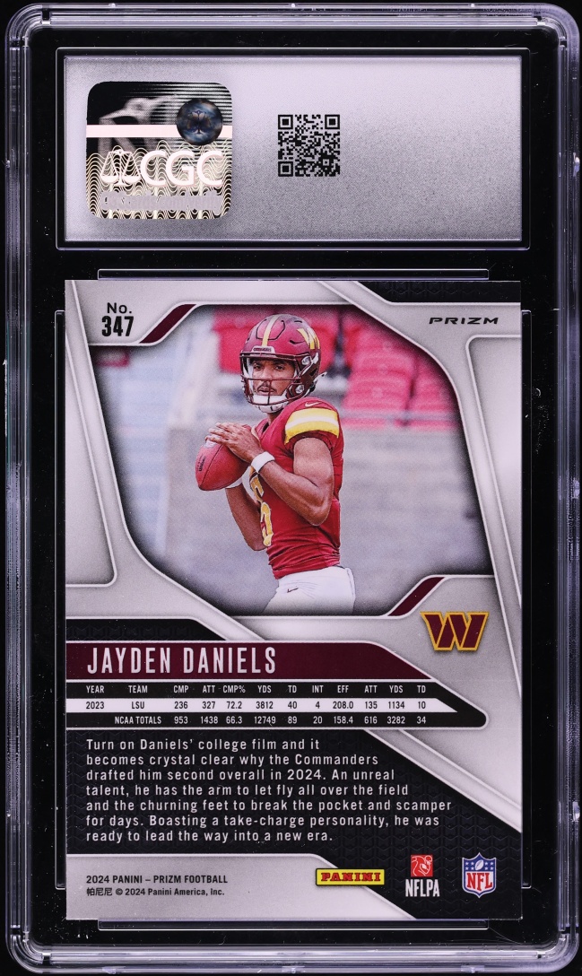 2024 Panini Prizm Silver Jayden Daniels ROOKIE #347 CGC 8 NM-MT