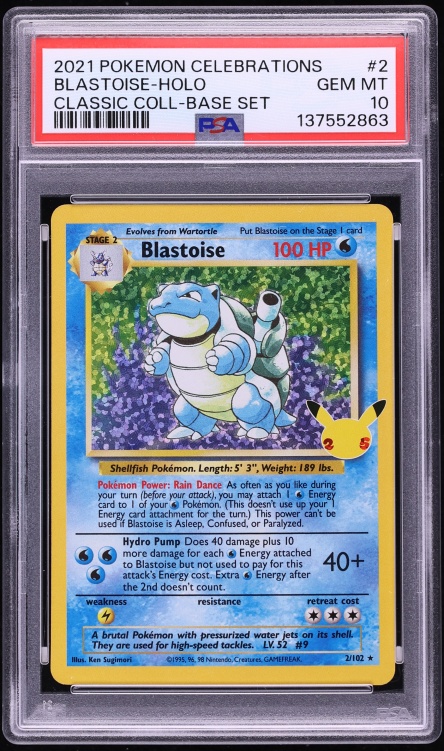 2021 Pokemon Sword & Shield Celebrations Classic Collection Holo Blastoise #2 PSA 10 GEM MINT
