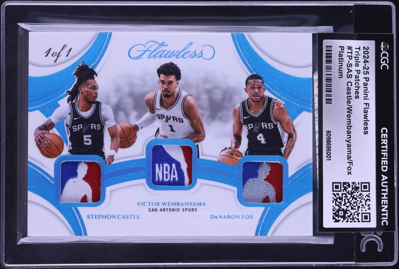 2024 Panini Flawless Platinum Castle Fox Wembanyama GAME-USED LOGOMAN PATCH 1/1 CGC AUTH