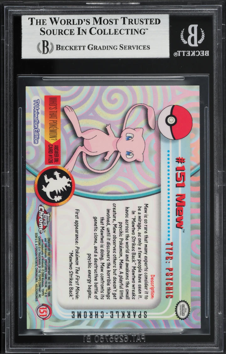 2000 Topps Chrome Pokemon Series 2 Sparkle Mew #151 BGS ALTERED AUTH