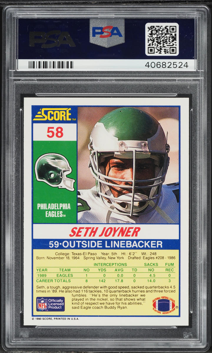 1990 Score Football Seth Joyner #58 PSA 9 MINT