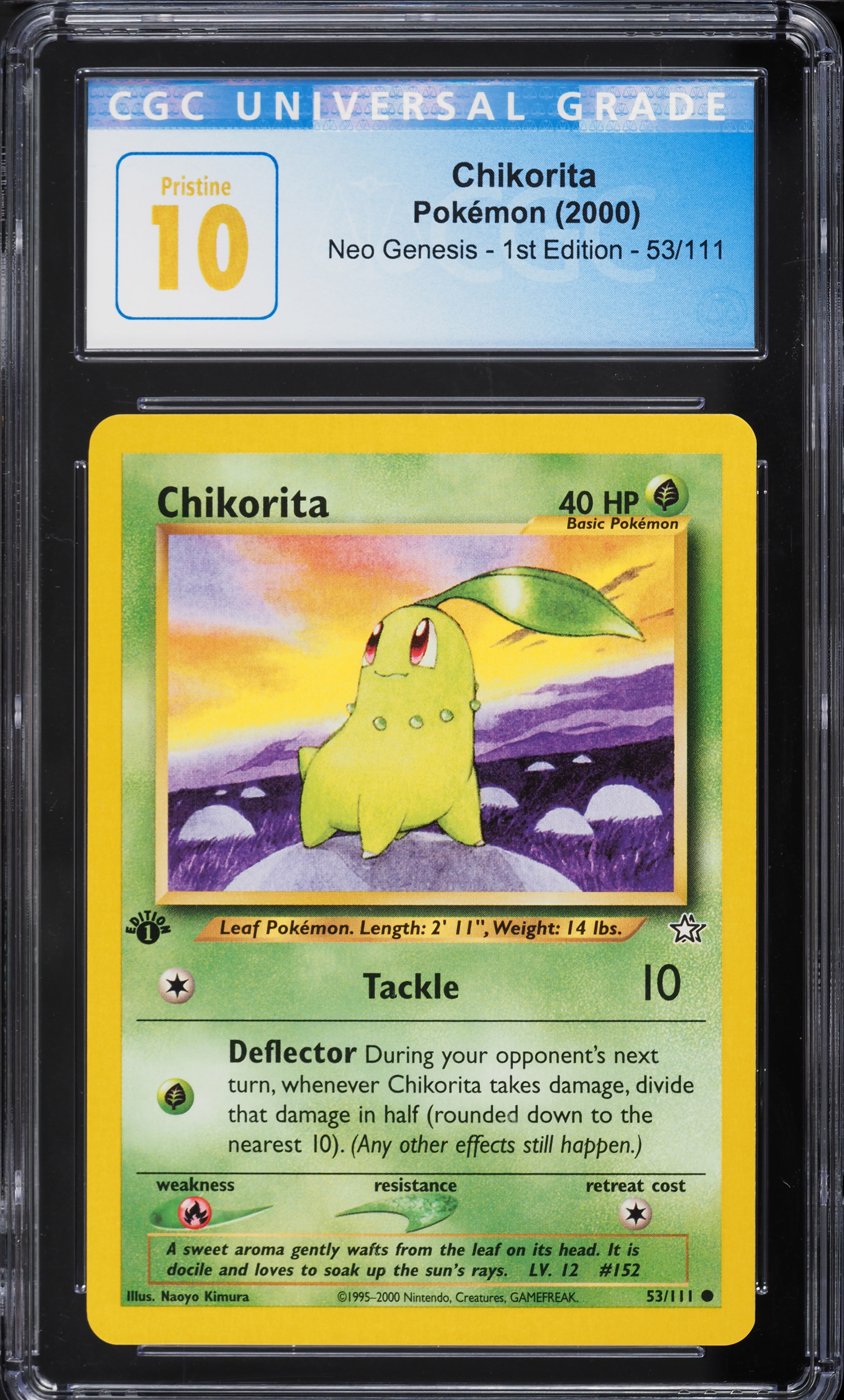 2000 Pokemon Neo Genesis 1st Edition Chikorita #53 CGC 10 PRISTINE