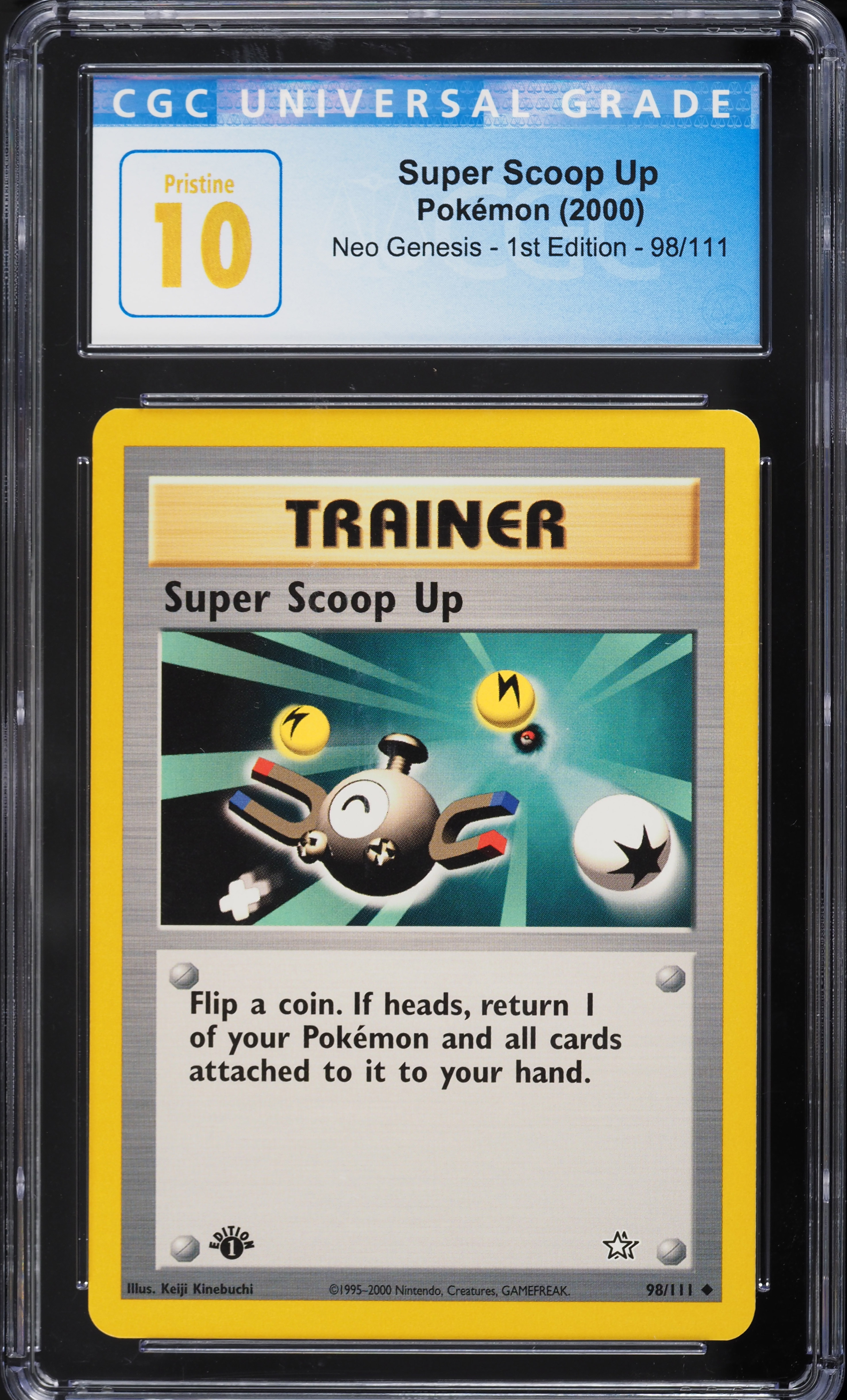 2000 Pokemon Neo Genesis 1st Edition Super Scoop Up #98 CGC 10 PRISTINE