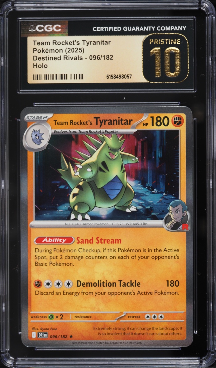 2025 Pokemon Scarlet & Violet Destined Rivals Holo Team Rocket's Tyranitar #96 CGC 10 PRISTINE