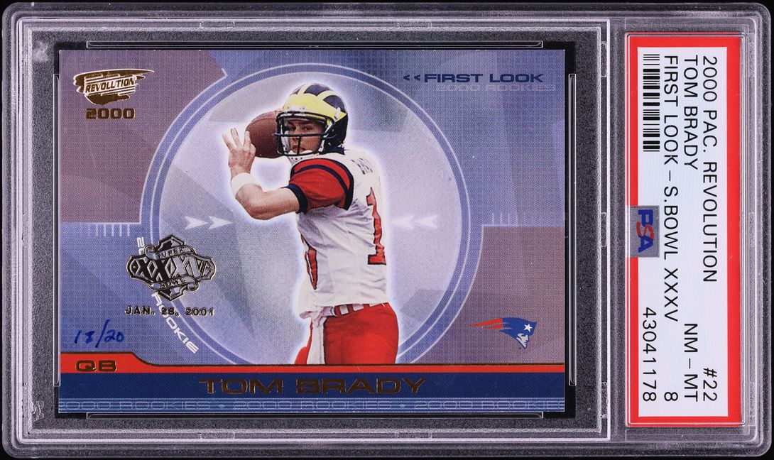 2000 Pacific Revolution First Look Super Bowl XXXV Tom Brady ROOKIE /20 #22 PSA 8 NM-MT - Photo 1