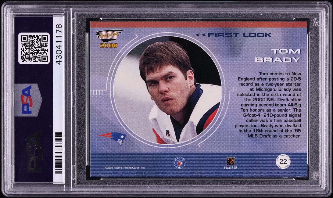 2000 Pacific Revolution First Look Super Bowl XXXV Tom Brady ROOKIE /20 #22 PSA 8 NM-MT - Photo 2