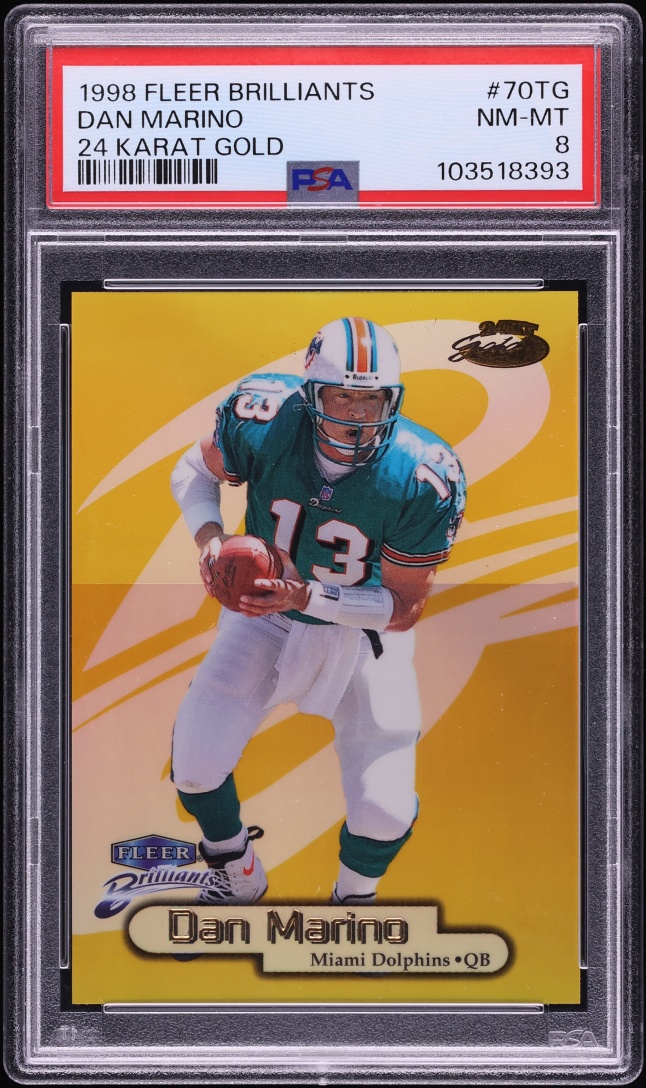 1998 Fleer Brilliants 24 Karat Gold Dan Marino /24 #70TG PSA 8 NM-MT - Photo 1