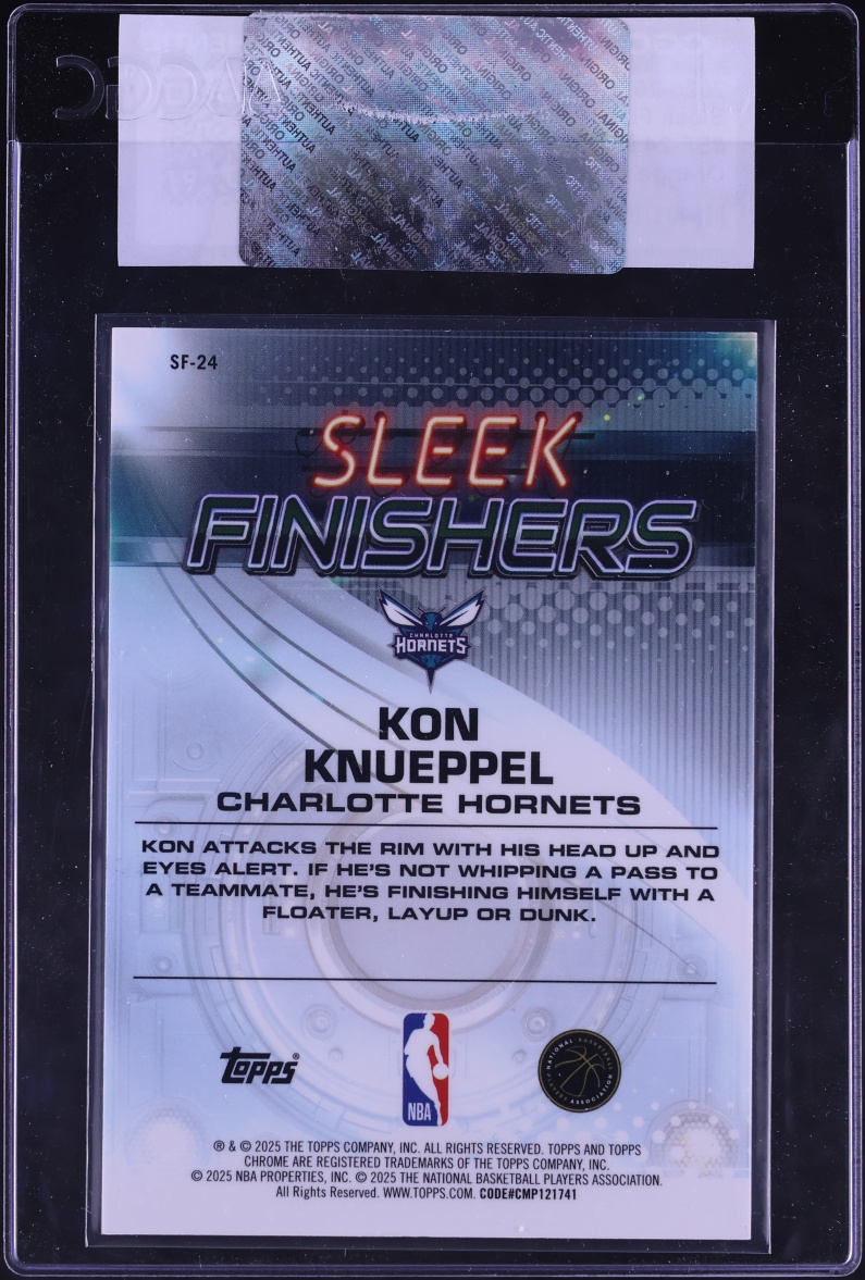 2025 Topps Chrome Sleek Finishers Orange Geometric Ref. Kon Knueppel ROOKIE #SF-24 CGC AUTH