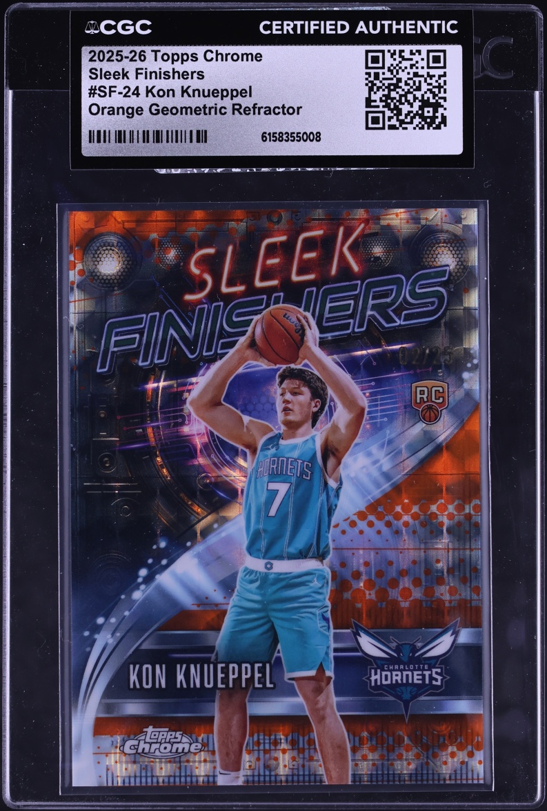 2025 Topps Chrome Sleek Finishers Orange Geometric Ref. Kon Knueppel ROOKIE #SF-24 CGC AUTH