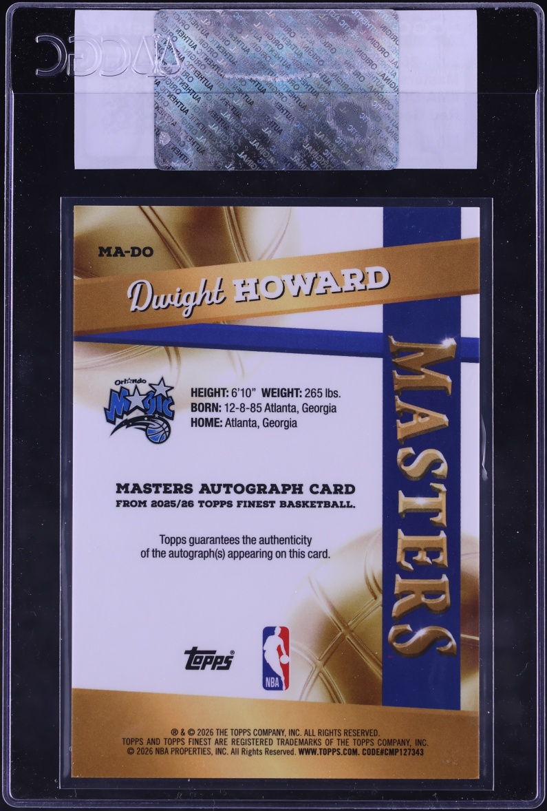 2025 Finest Masters Red Geometric Refractor Dwight Howard AUTO 5/5 #MA-DO CGC AUTH